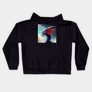 Roaring Blue Dragon with Red Fins Kids Hoodie